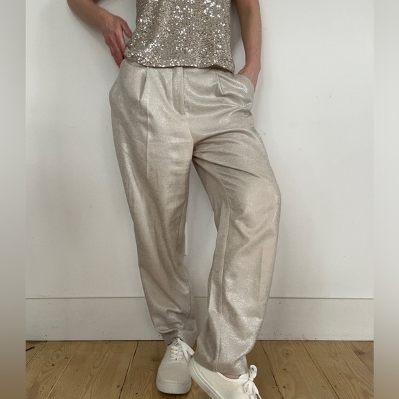 Zara Shiny Silver dress pants US M - Picture 2 of 8